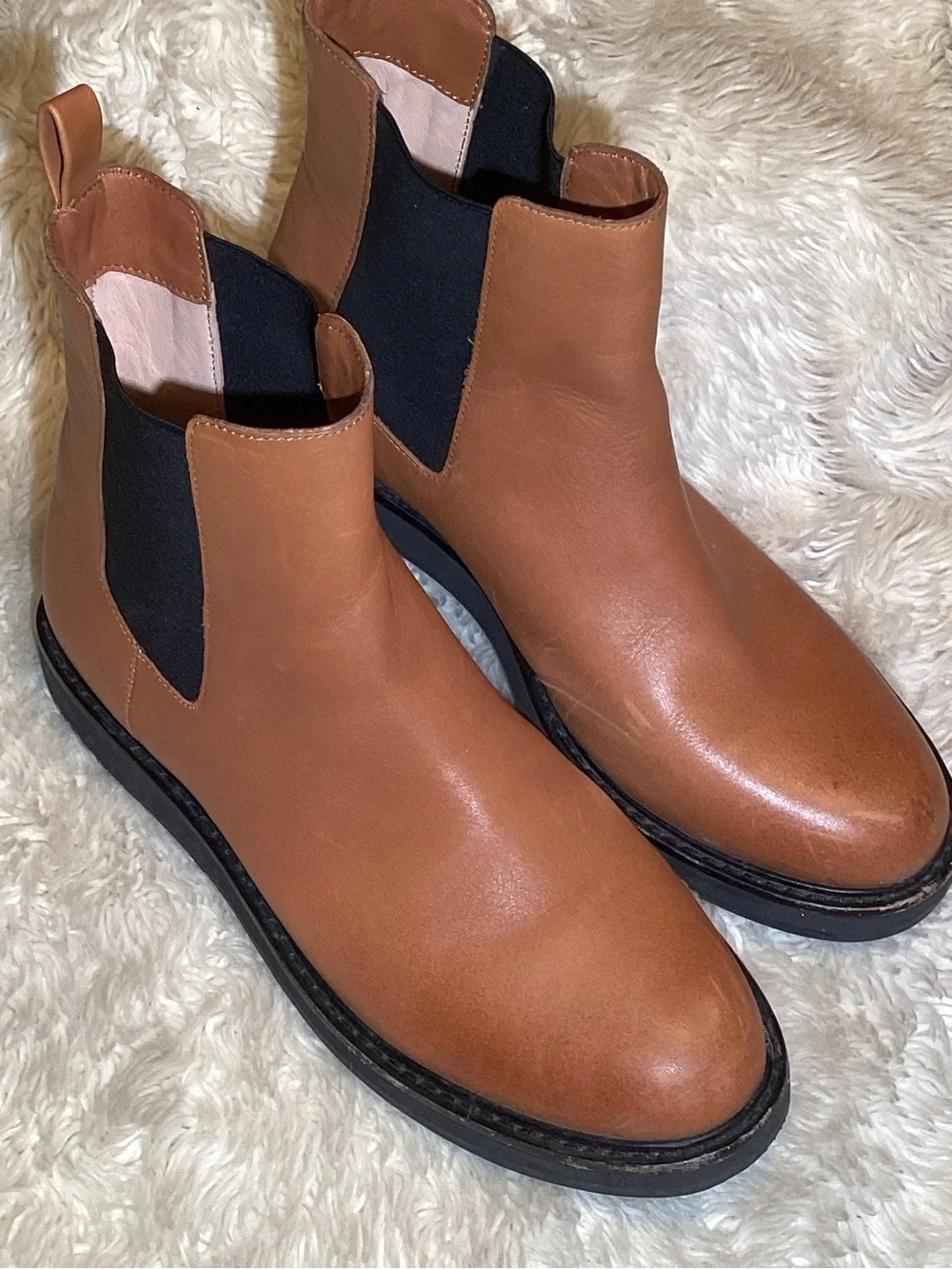 J. Crew Men's Chelsea Boots in Cognac Brown leather boots size 9.5